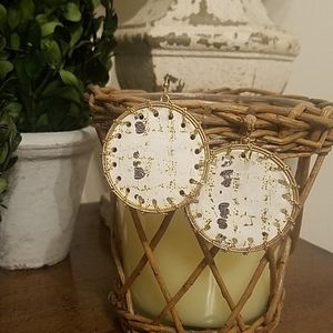 Hand painted suede earrings